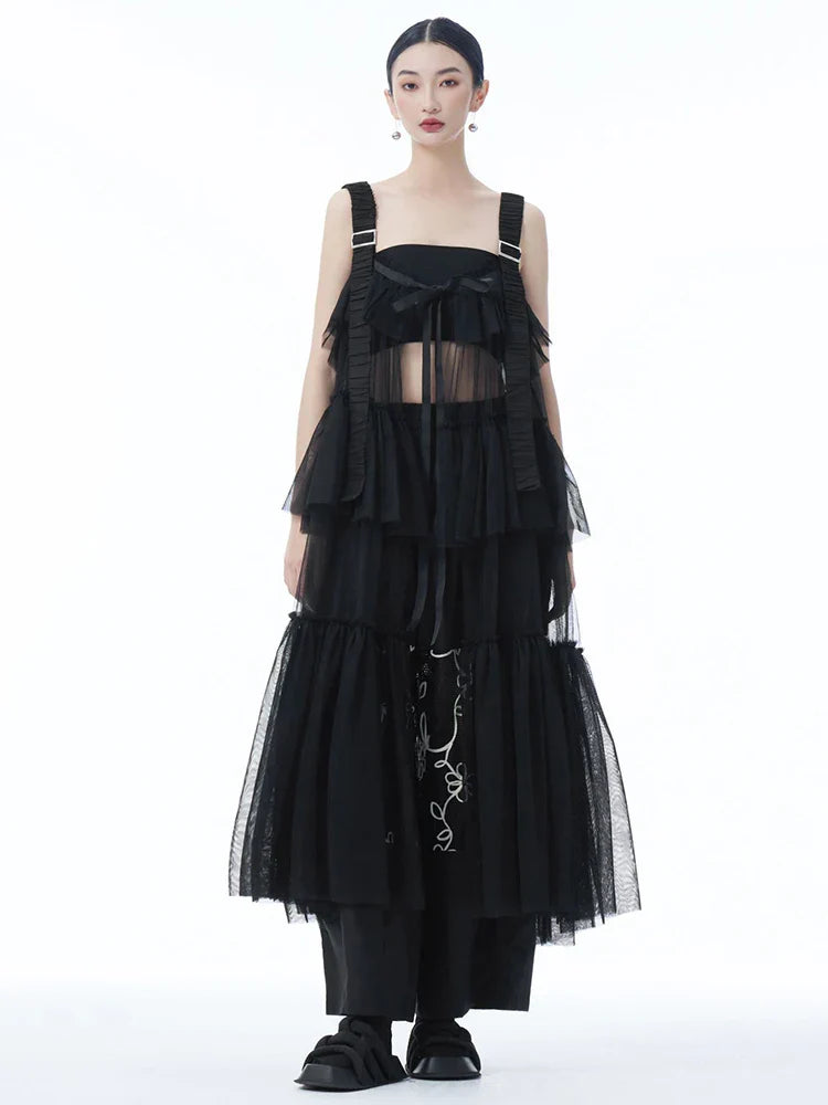 Ruffle Tiered Tulle Suspender Dress