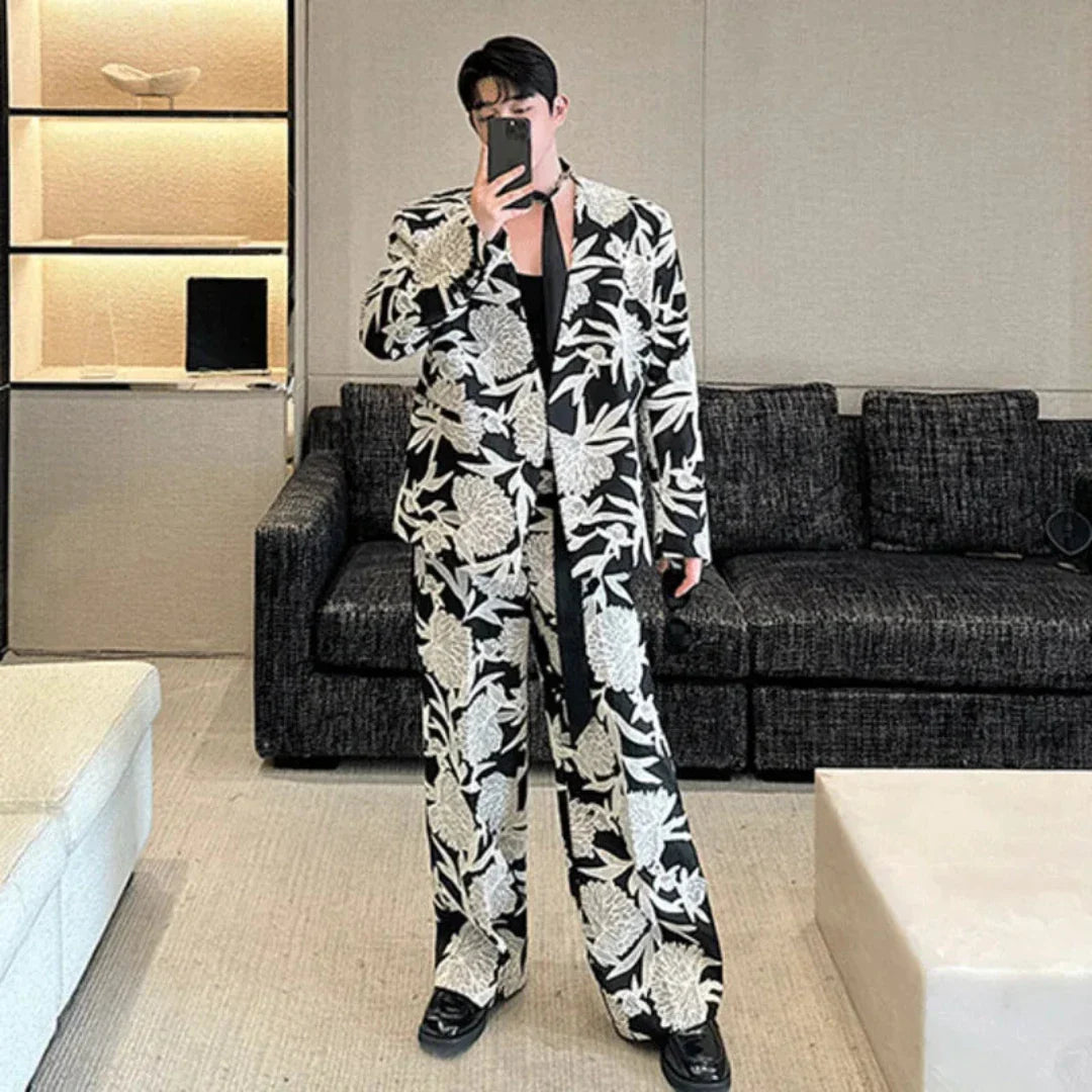 Men's Premium Floral Print 2-Piece Suit