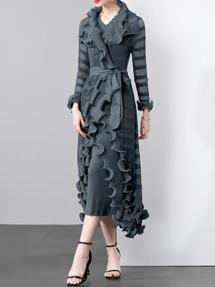 Women's Luxe 2 Piece Pleated Dress Coat Set