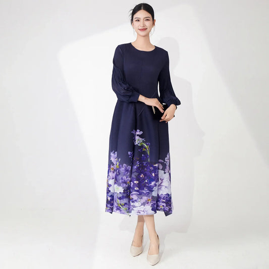 Elegant Pleated Dress - Premium Floral Design