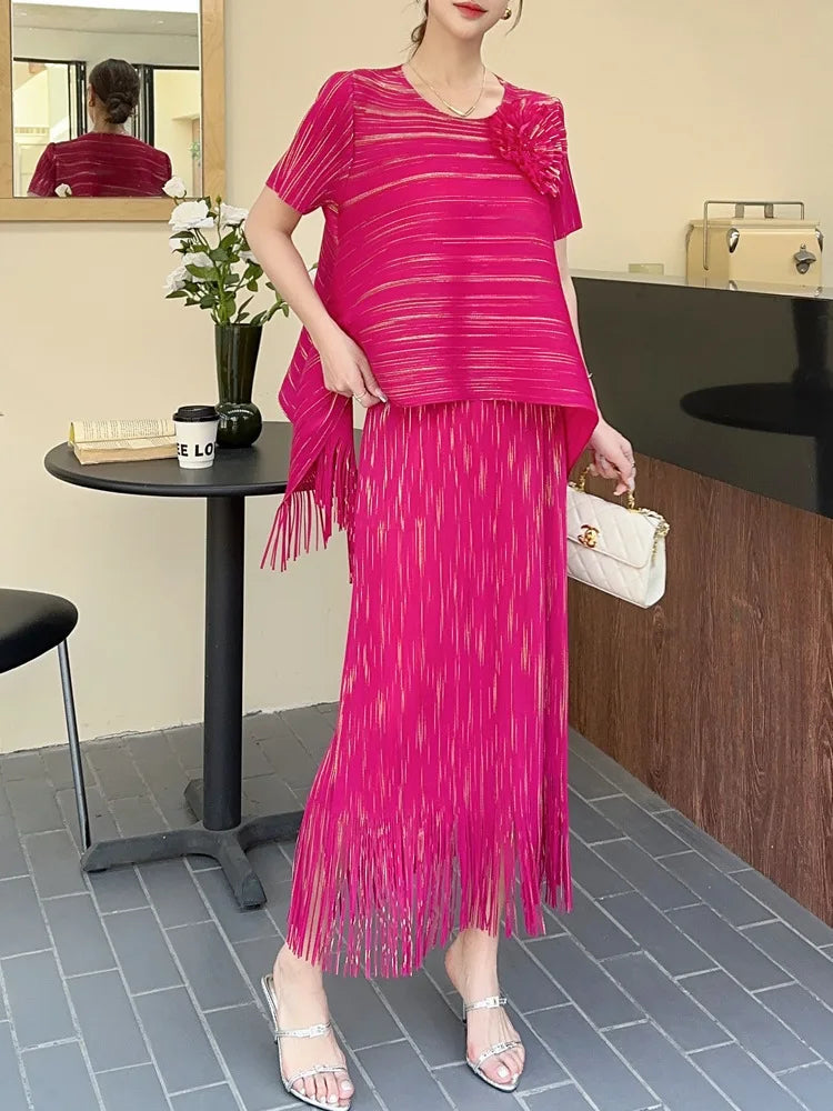 Luxury Modest Pleated Relaxed Skirt Set