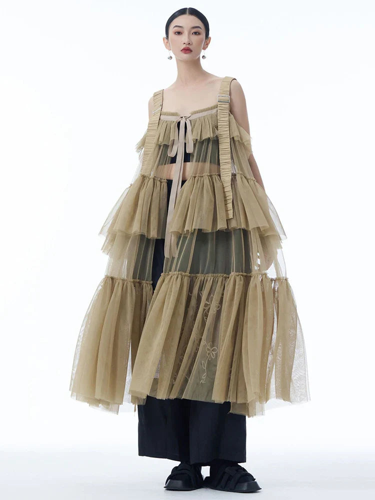 Ruffle Tiered Tulle Suspender Dress