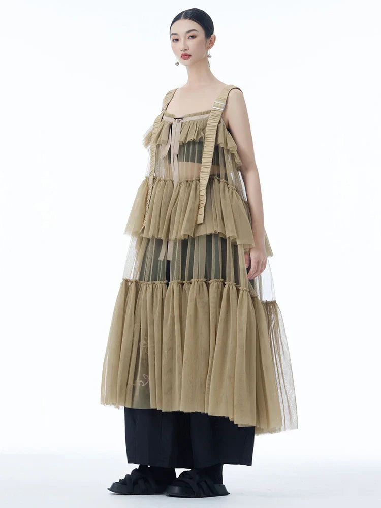 Ruffle Tiered Tulle Suspender Dress
