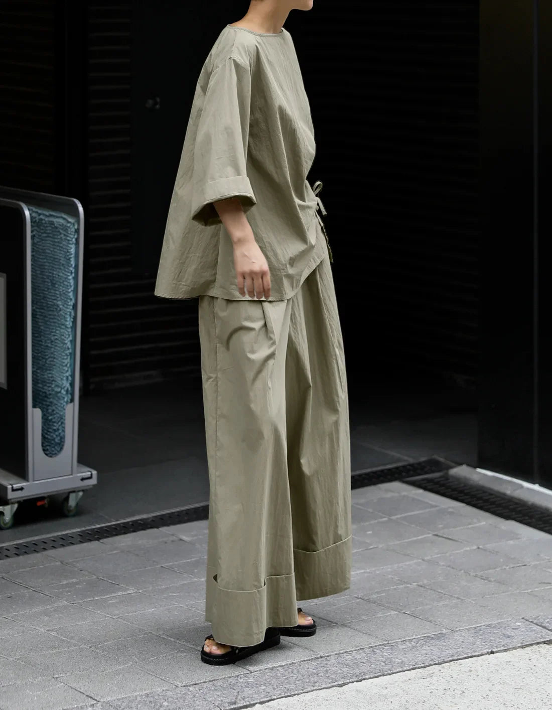 Japanese Cotton Top with Asymmetrical Ruching