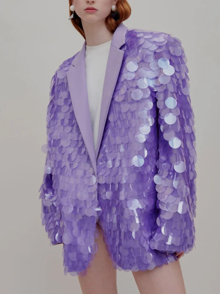Women's Lilac Disc Embellished Blazer