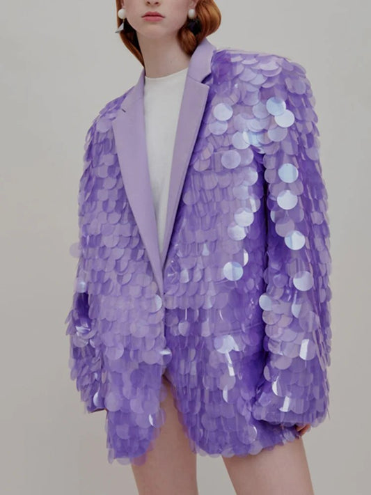Women's Lilac Disc Embellished Blazer
