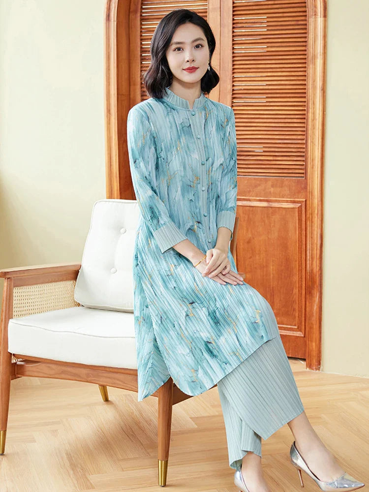 Luxury Draped Fit Pleated Set