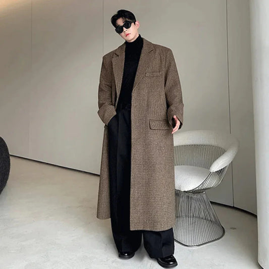 Men's Classic Wool Blend Extra Long Coat