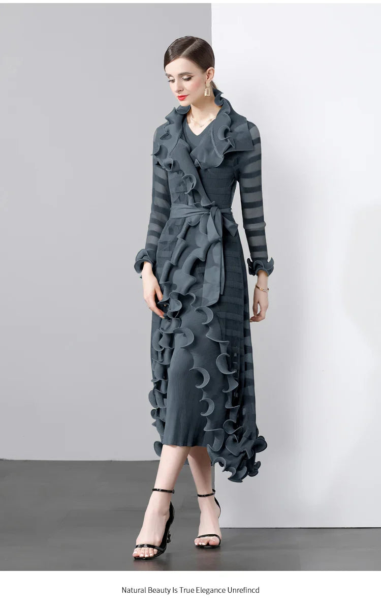 Women's Luxe 2 Piece Pleated Dress Coat Set