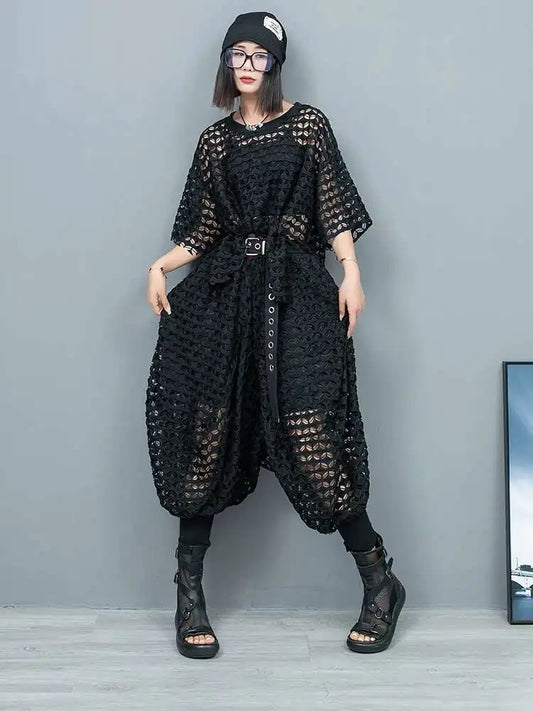 Elegant Mesh Harem Pants & Top Set