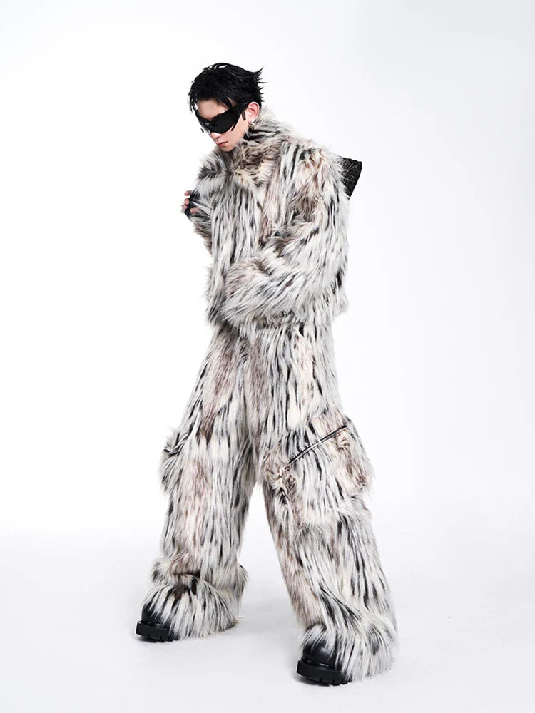 Men's Faux Fur Baggy Cargo Pants