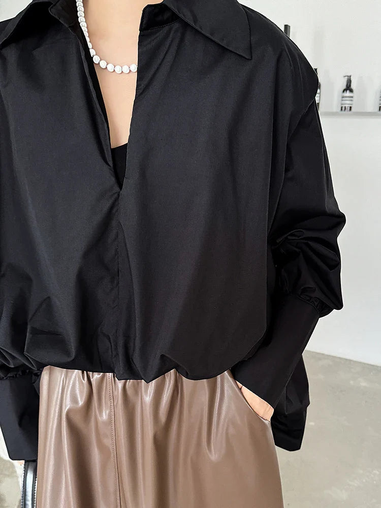 Voluminous Sculptural Draped White Blouse