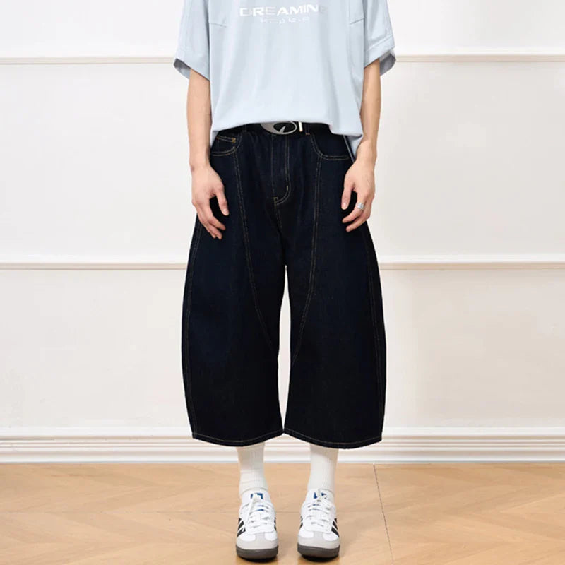 Men's Japanese Wide-Leg Shorts - Premium Denim