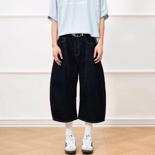 Men's Japanese Wide-Leg Shorts - Premium Denim