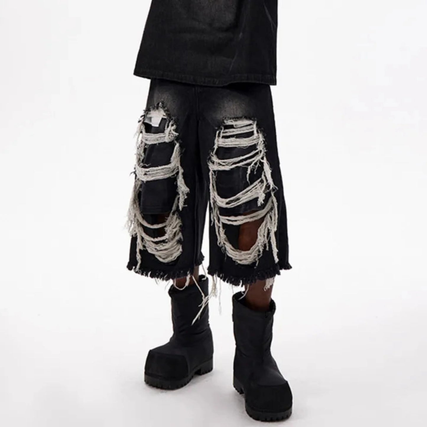 Men's Luxury Denim Distressed Culottes