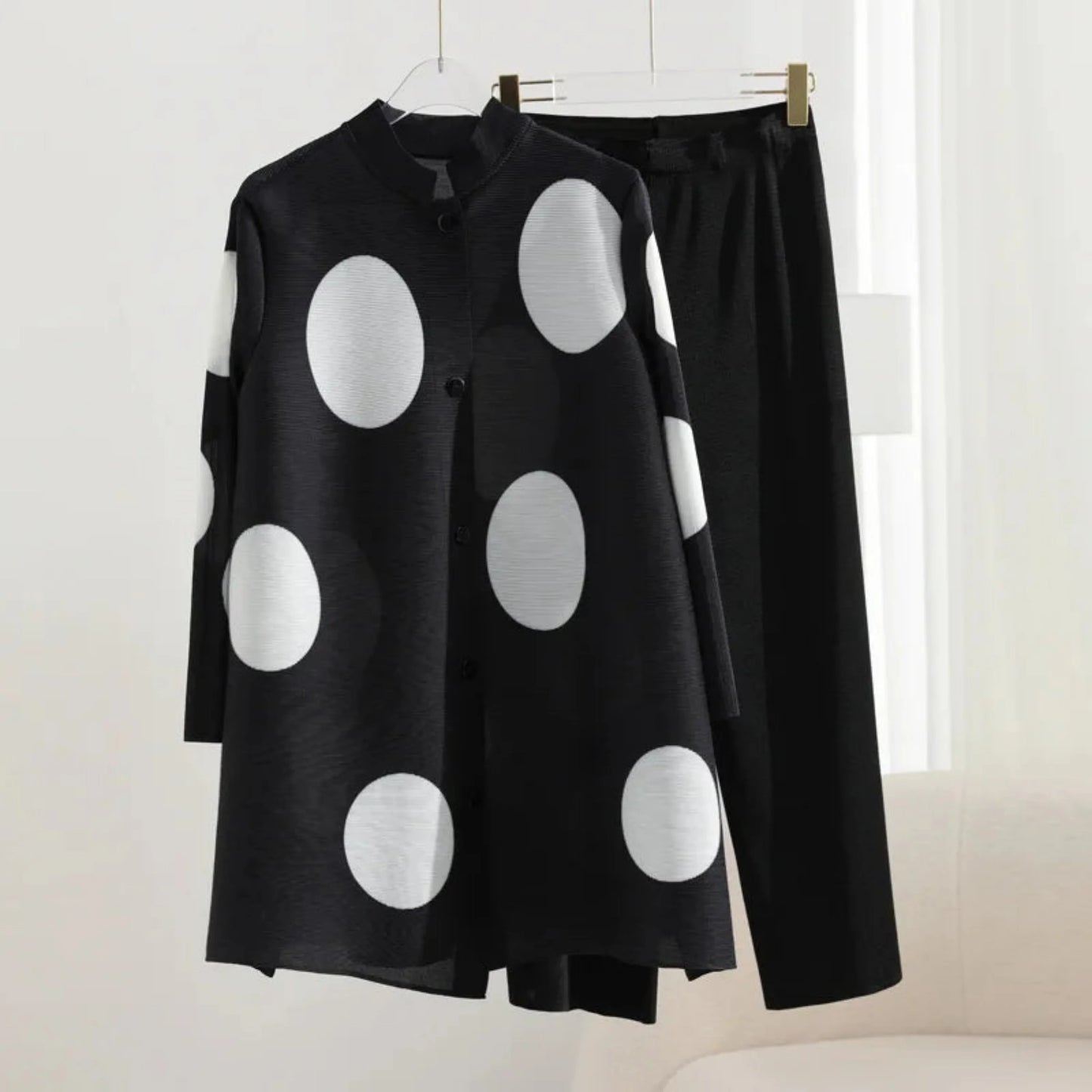 Japanese Pleated Polka Dot Pant Set