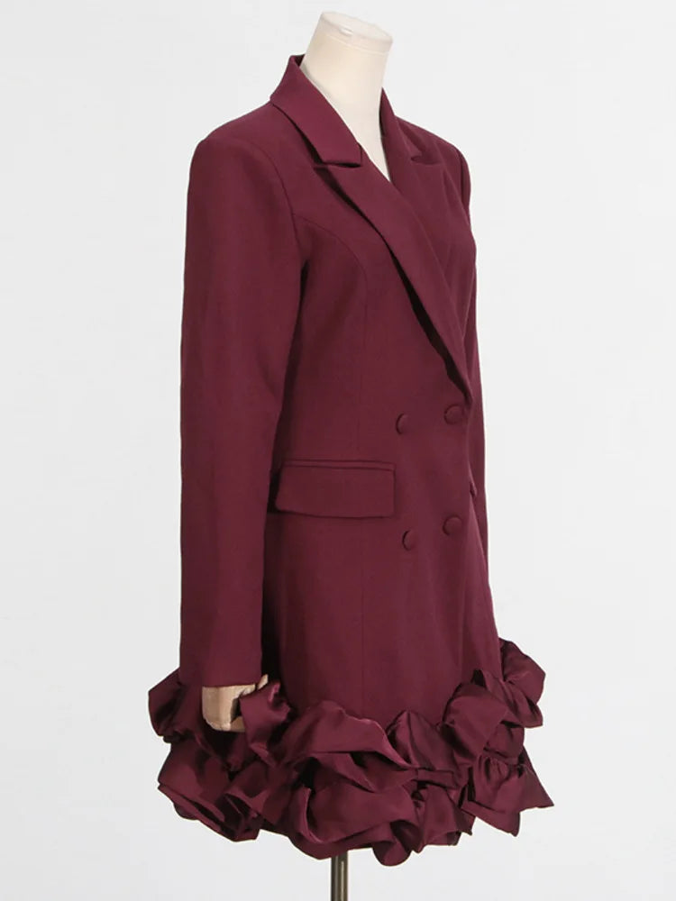 Elegant Ruffle Hem Blazer Dress