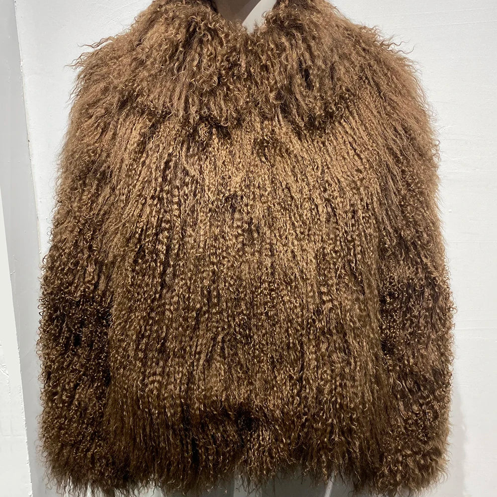 100% Genuine Mongolian Lamb Fur Coat