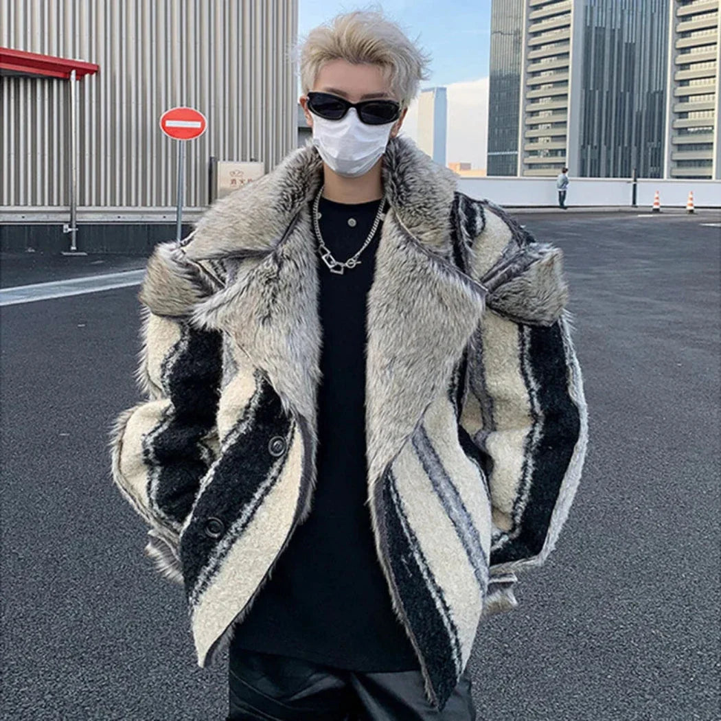 Men's Reversible Cropped Faux Fur Coat