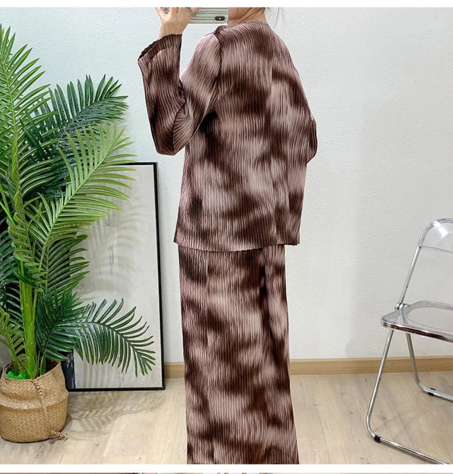Luxe Pleated Tie-Dye Skirt Set