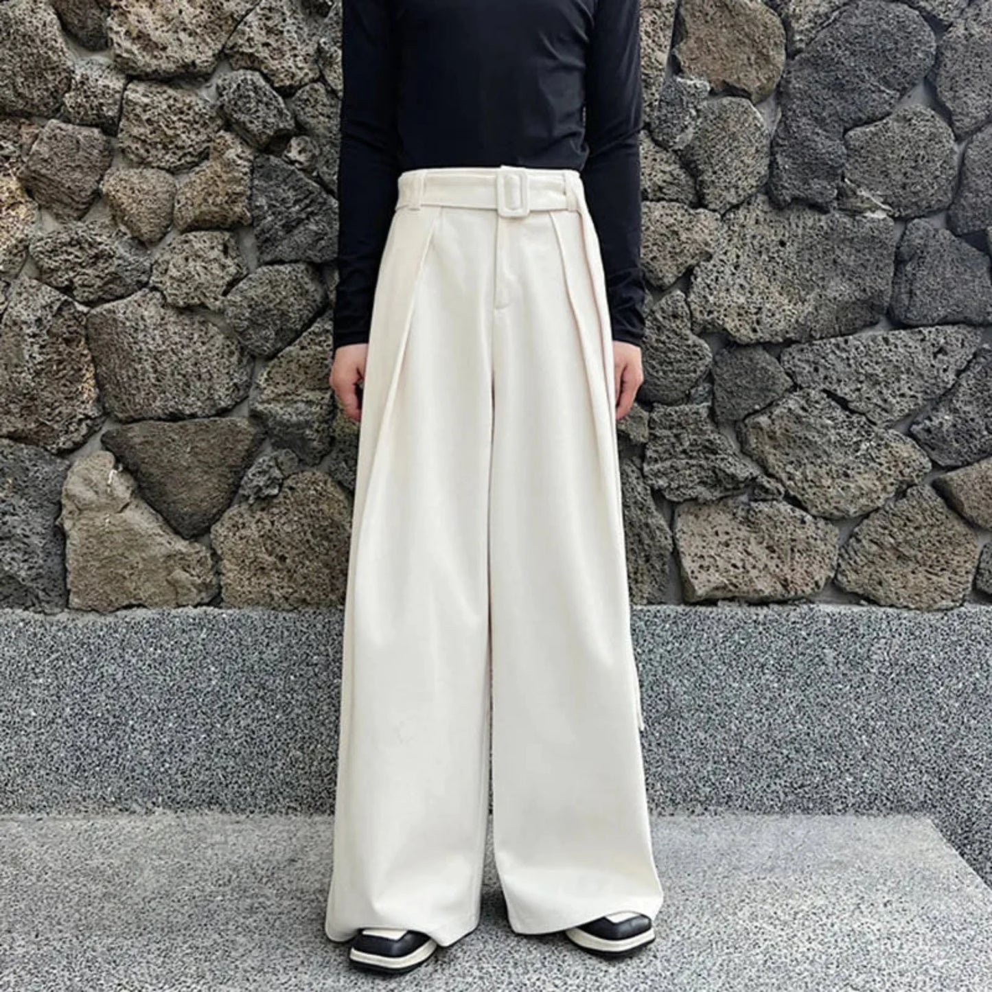 Men's Wide-Leg Wool Blend Pants