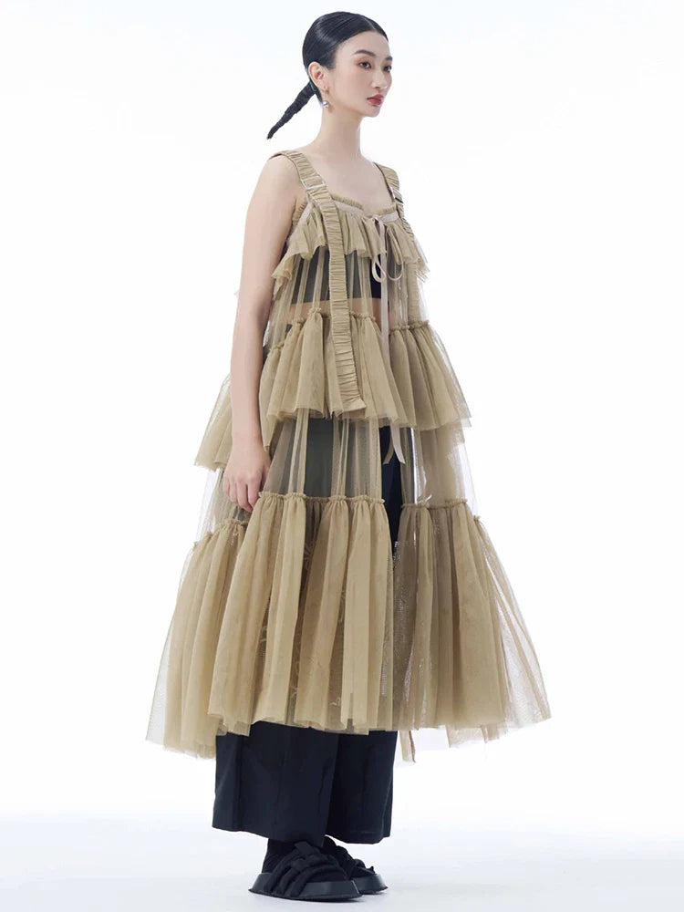 Ruffle Tiered Tulle Suspender Dress