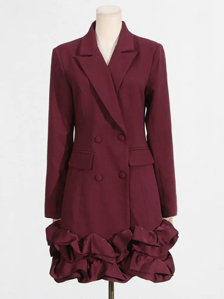 Elegant Ruffle Hem Blazer Dress