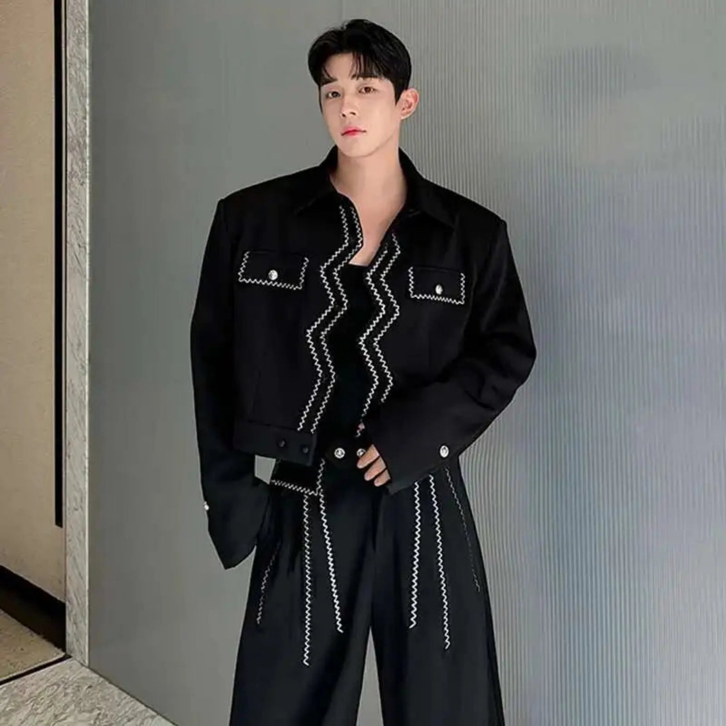 Men's Designer Wavy Stitch 2-Piece Set
