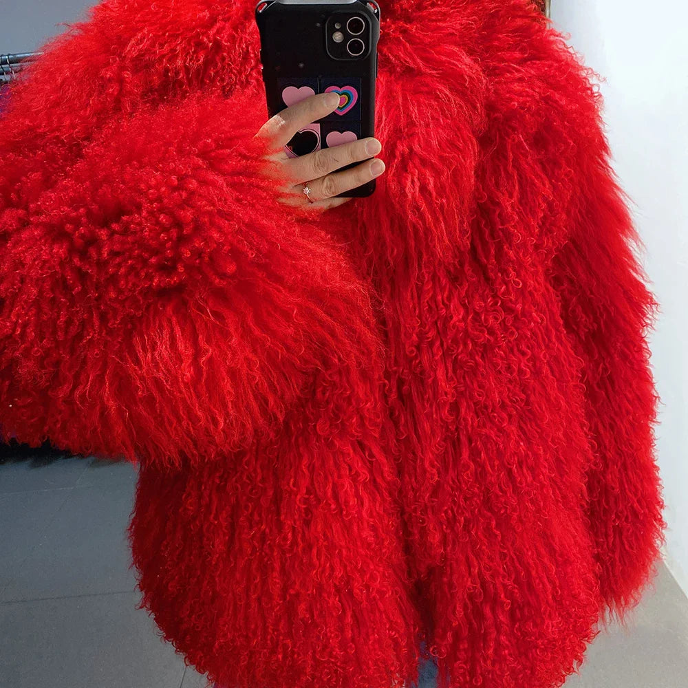 100% Genuine Fur Plush Shaggy Coat