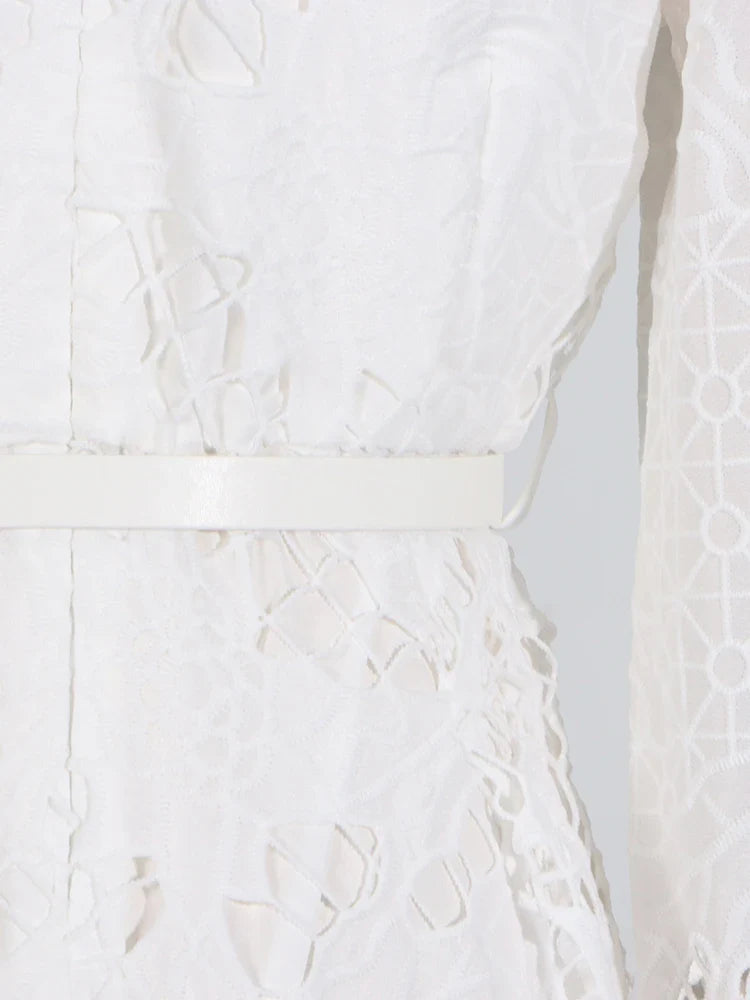 Fit & Flare Floral Lace Midi Dress