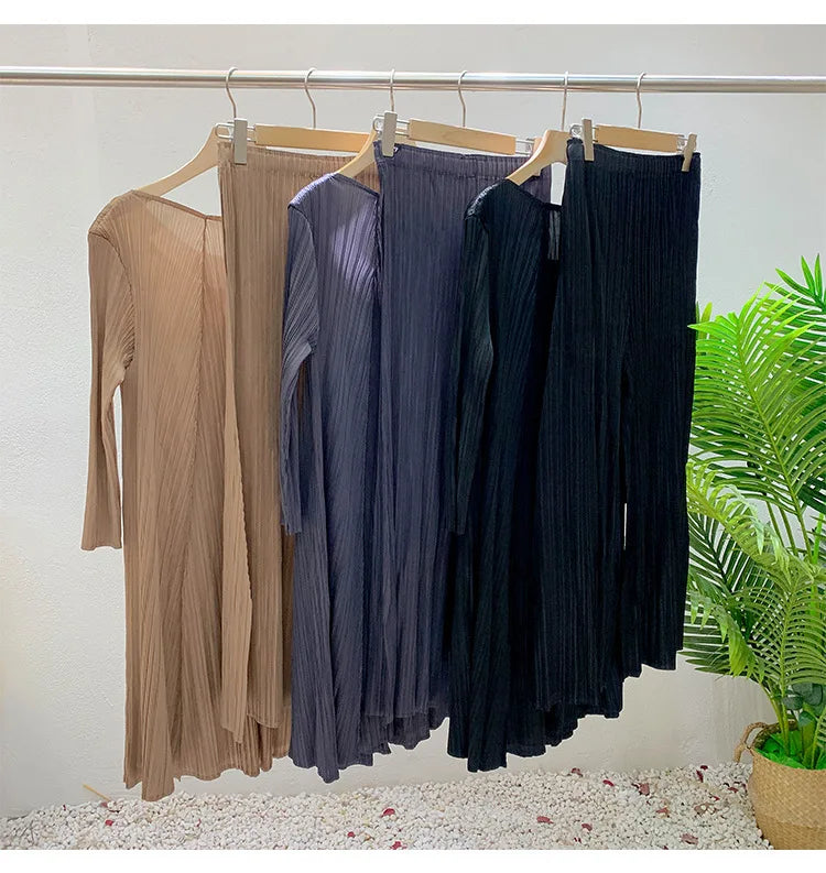 Luxury Oversized Pull-On Pleated Pants & Top Set