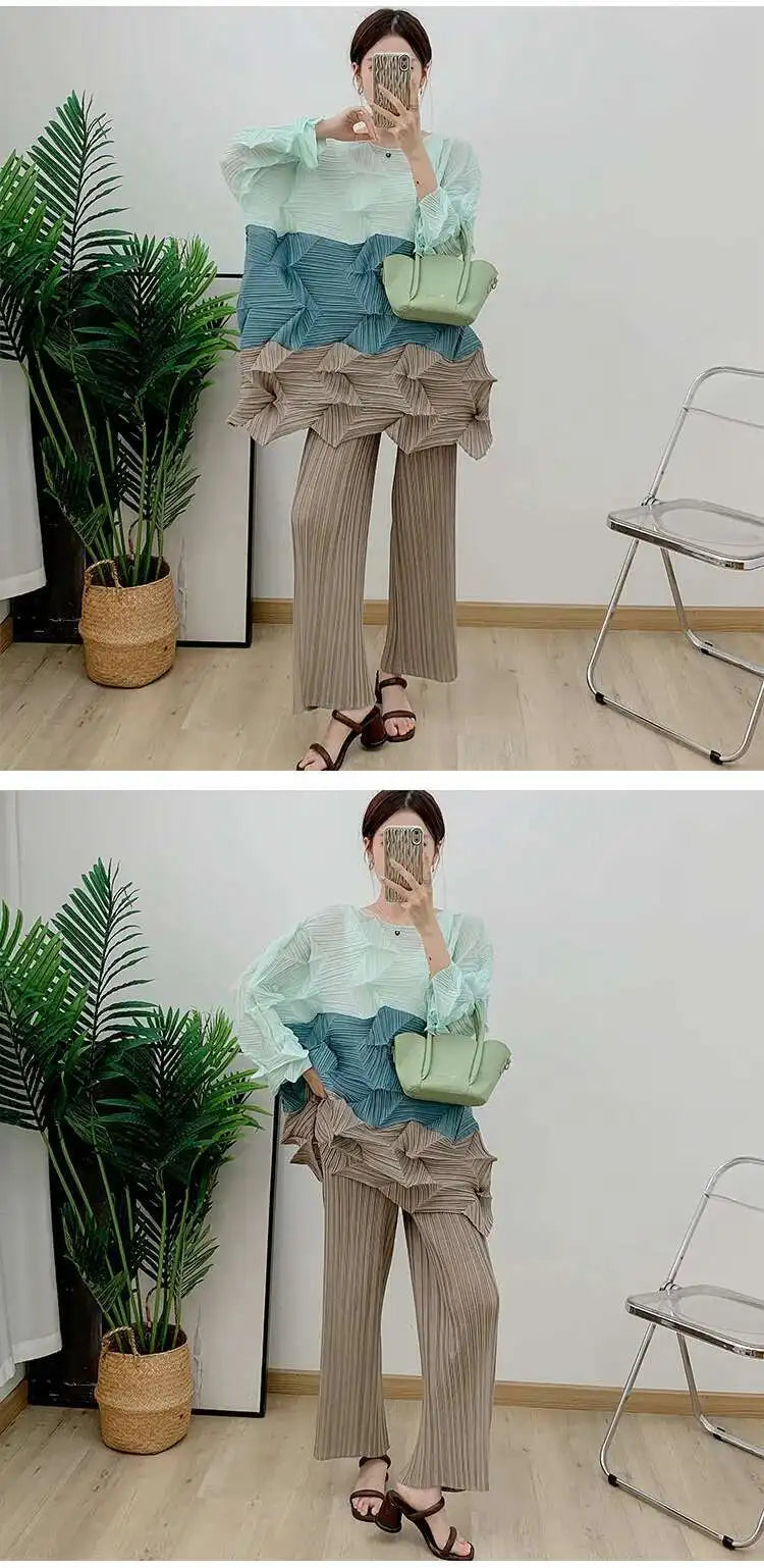 Luxury Origami Pleated Top & Trousers
