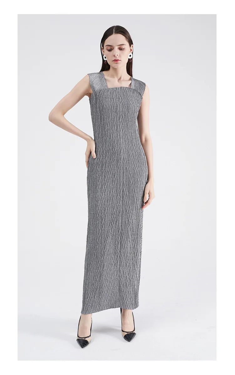 Plissé Pleated Midi Dress & Shawl