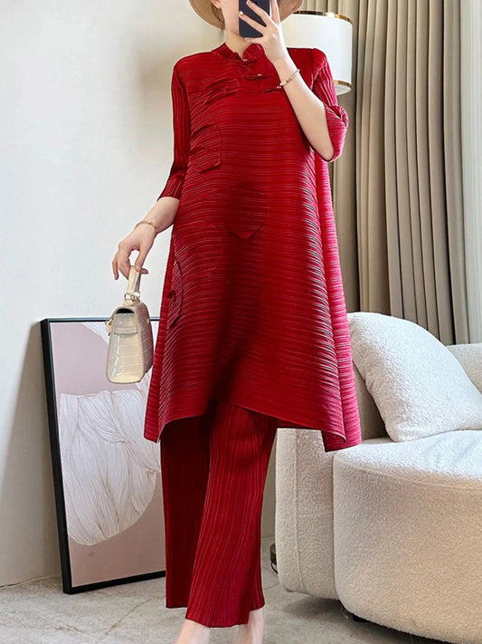 Luxury Japanese Pleated Matching Set