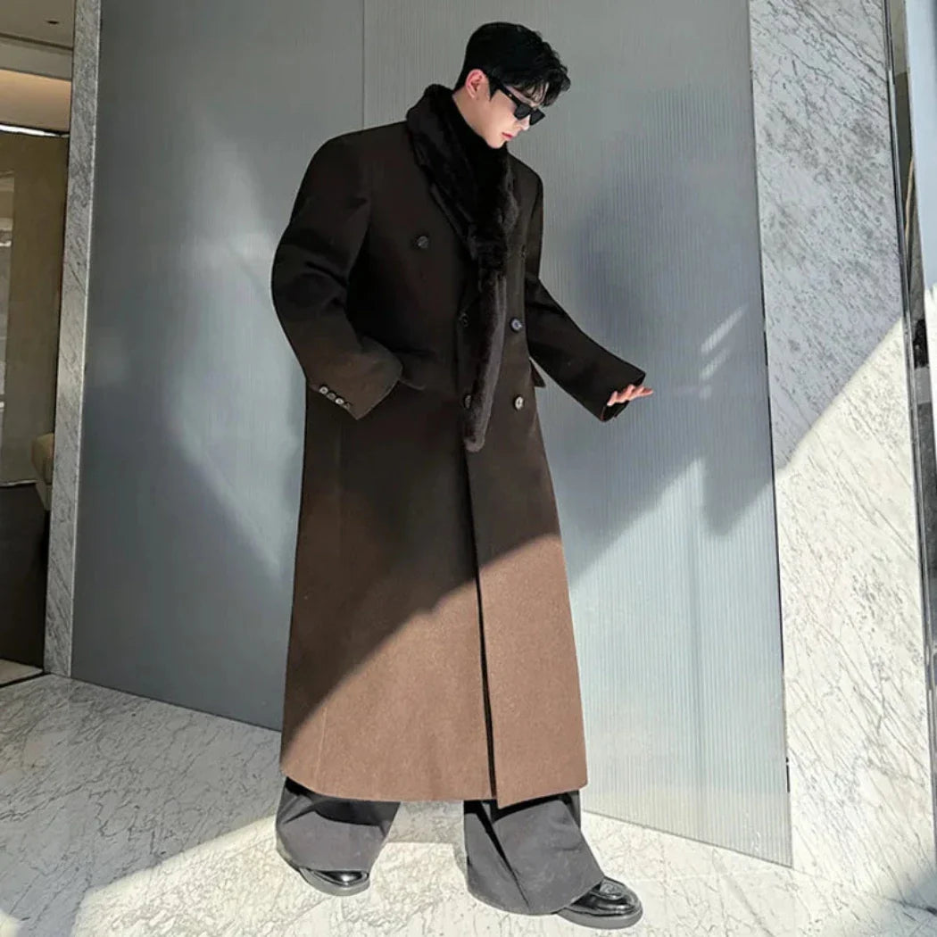 Men's Warm Designer Wool Blend Trench Coat