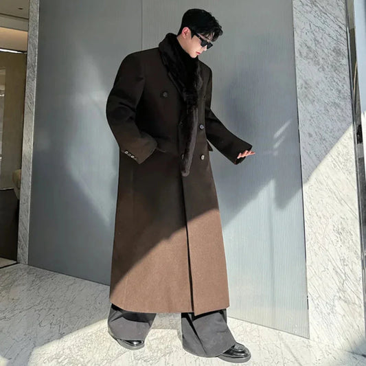 Men's Warm Designer Wool Blend Trench Coat