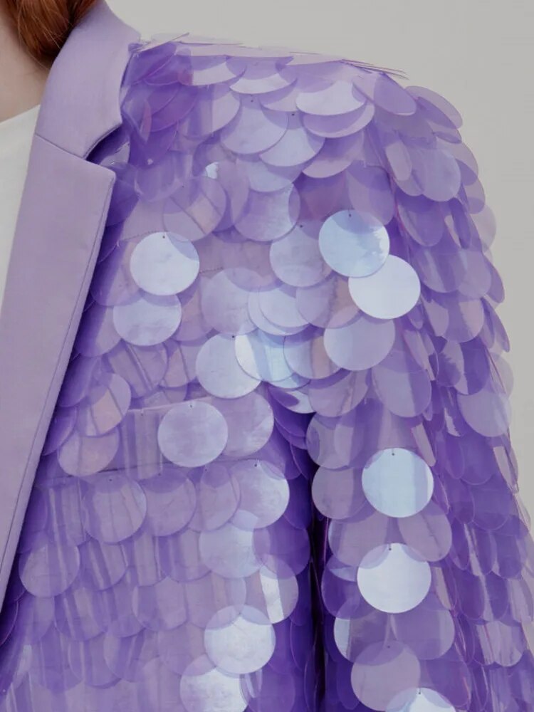 Women's Lilac Disc Embellished Blazer