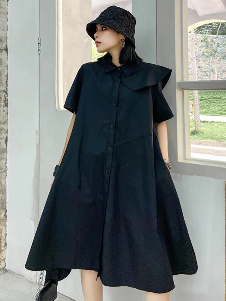 Black Shirt Dress - Avant-Garde Oversized Fit