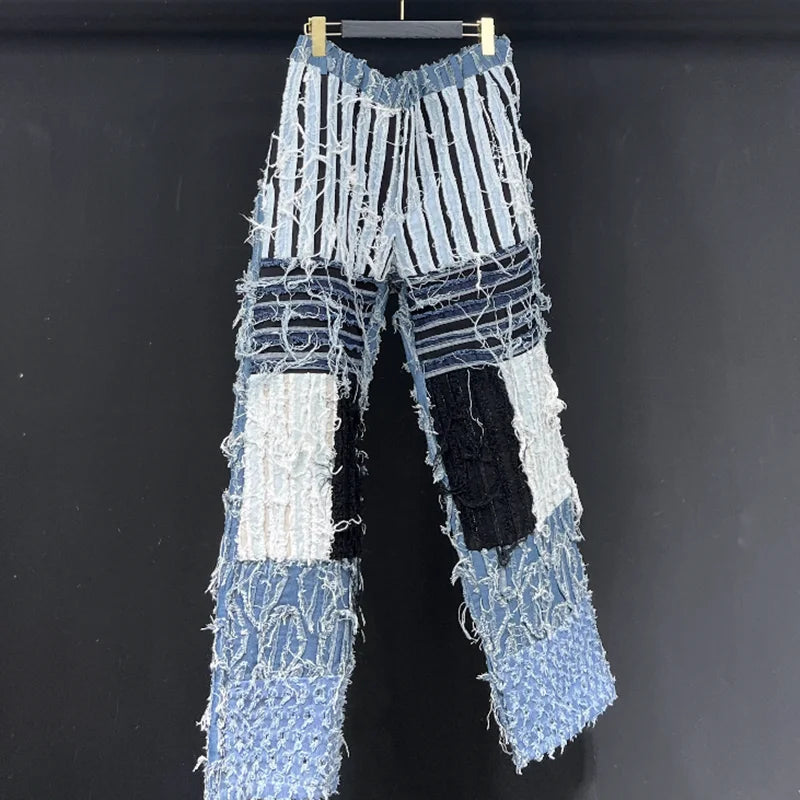 Men's Denim Distressed Light Wash Blue Jeans
