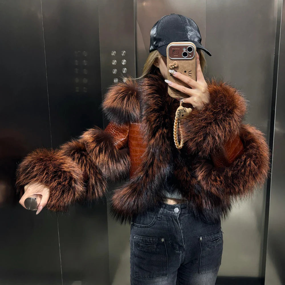 Leather Jacket with Fur Sleeves