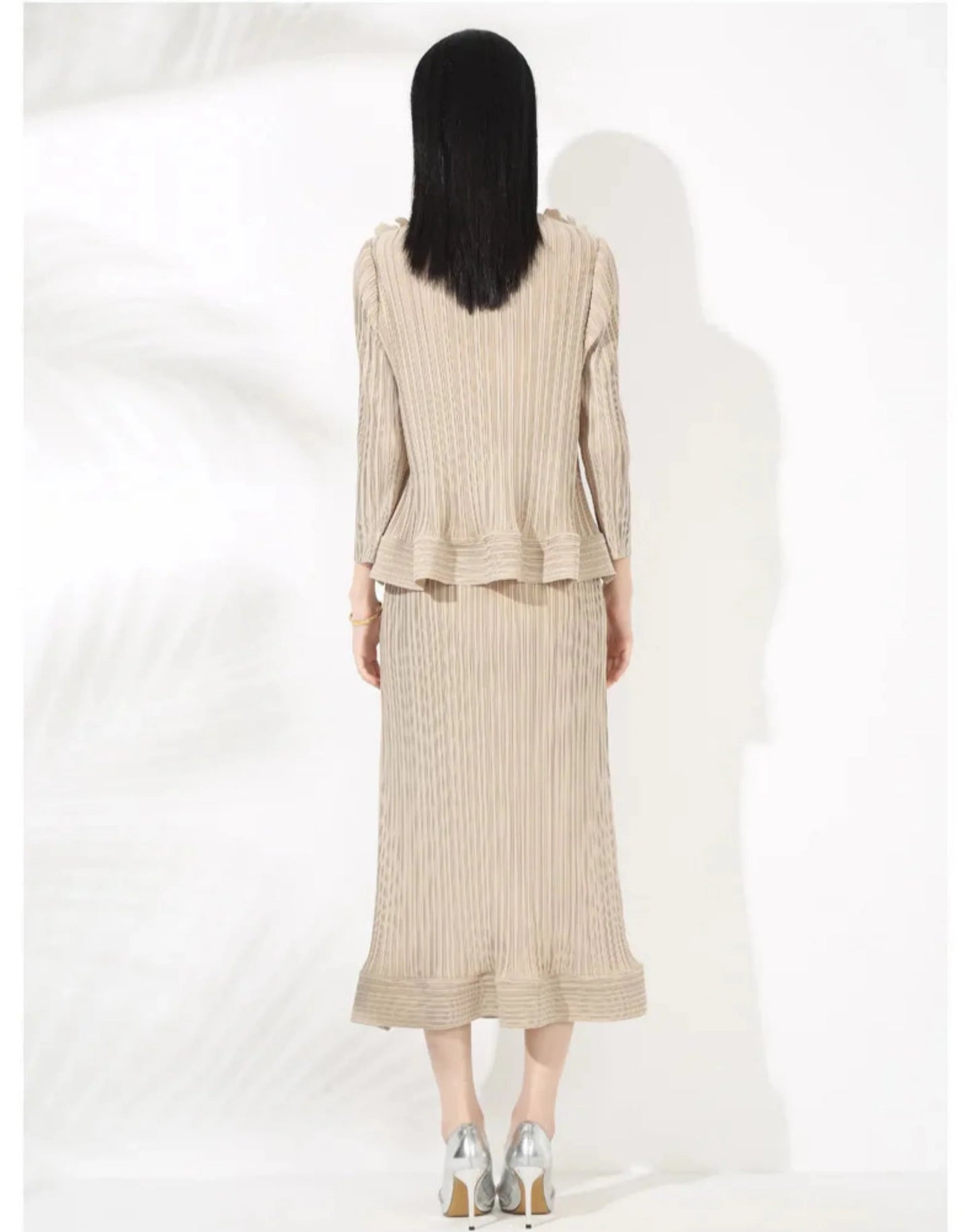 Luxury Pleated Top & Skirt - Designer, Formal Event Outfit