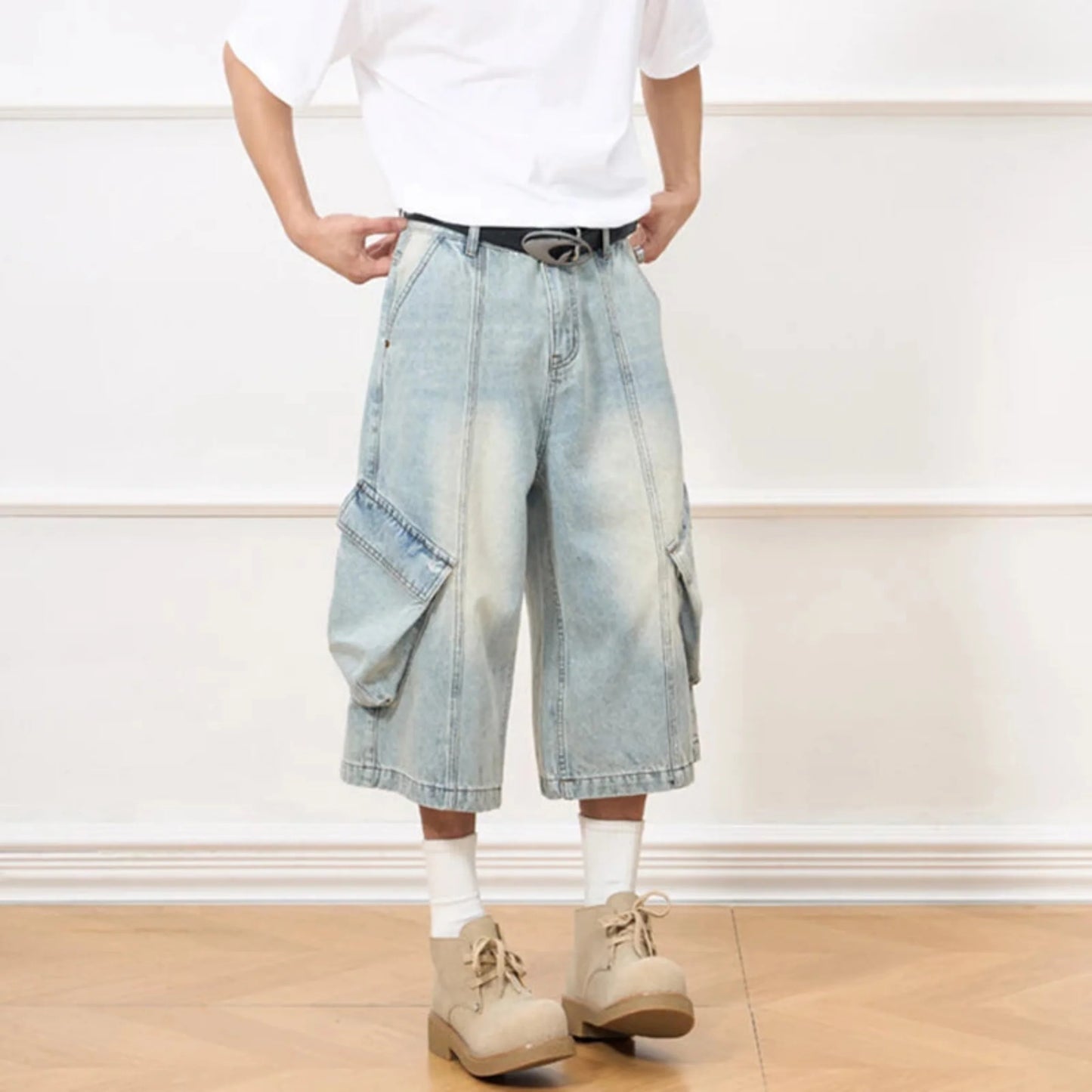 Men's Denim Bermuda Cargo Shorts