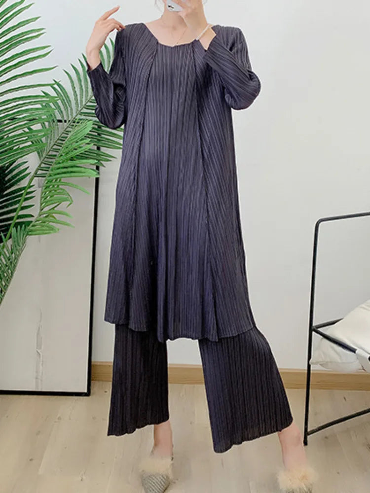 Luxury Oversized Pull-On Pleated Pants & Top Set