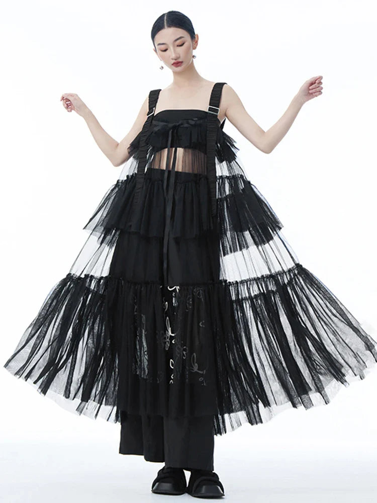 Ruffle Tiered Tulle Suspender Dress