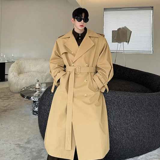 Men's Shoulder Padded Oversized Trench Coat | Luxury Streetwear