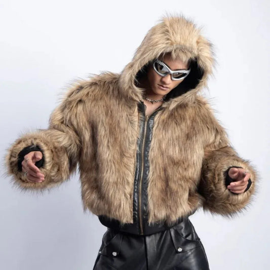 Men's Reversible Faux-Fur Hooded Jacket