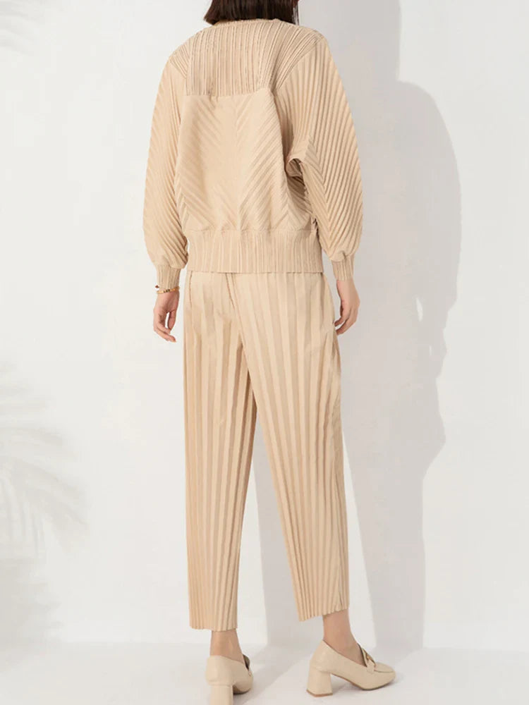 Luxe Japanese Pleated Plisse Top & Pull-On Pants