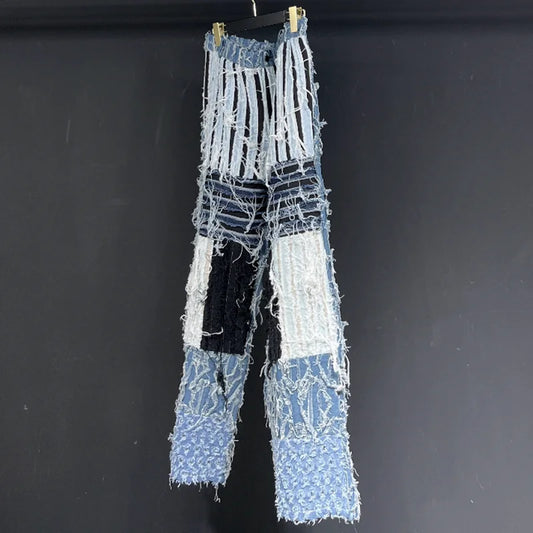 Men's Denim Distressed Light Wash Blue Jeans