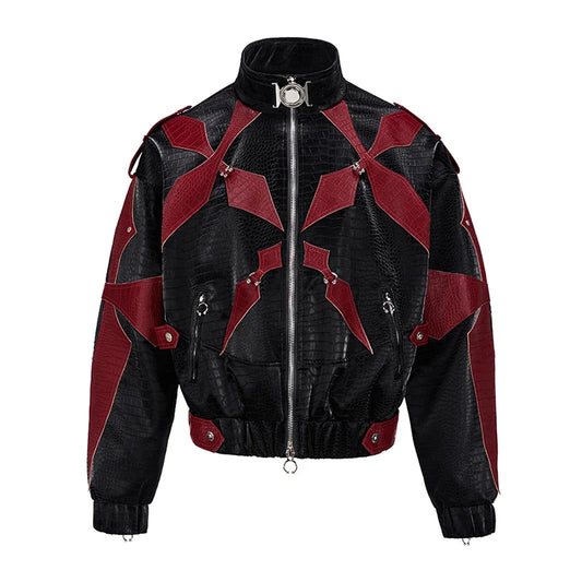 Men's High Streetwear Crocodile Faux Leather Jacket