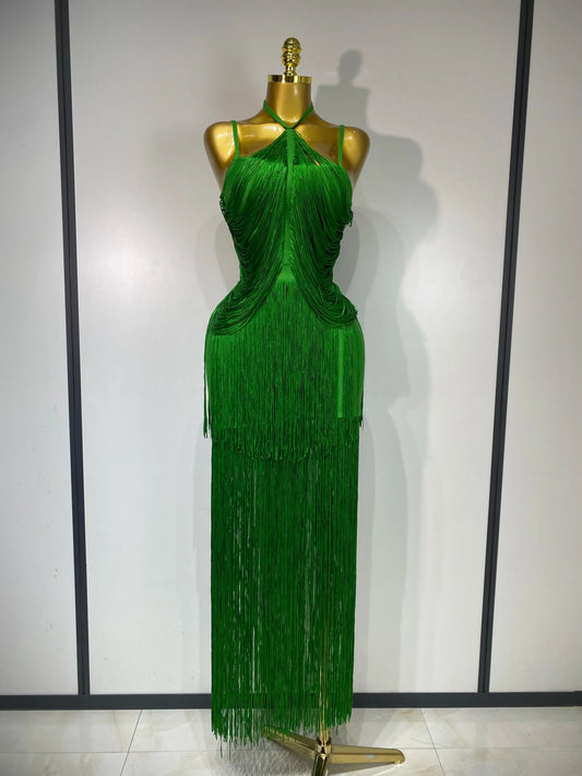 Luxe Fringe Cocktail Midi Dress